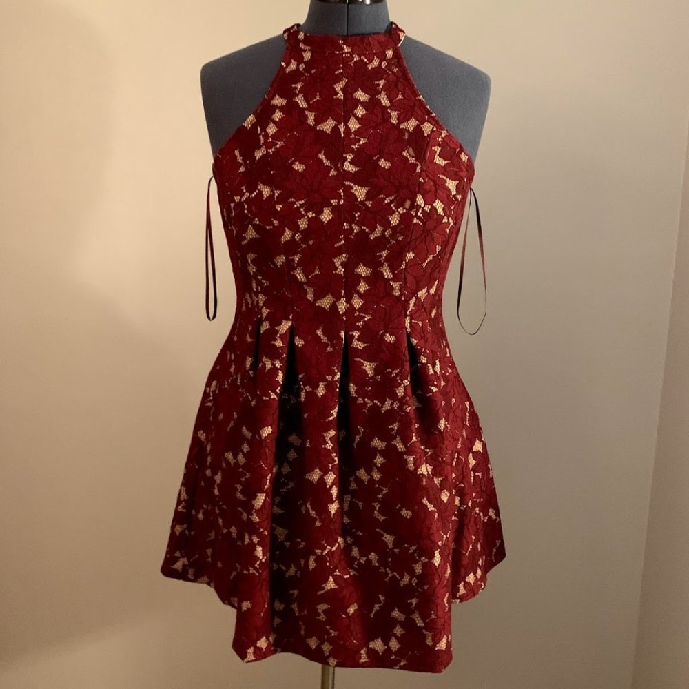 Maroon Lace Top Dress